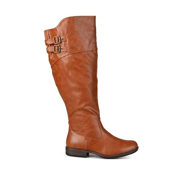 Journee Collection Women's Tori Extra Wide Calf Knee High Riding Boots Chestnut - Picture 2 of 5